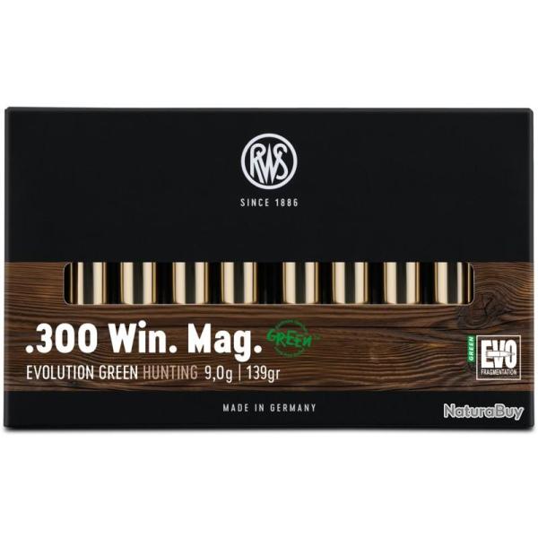 Cartouche RWS Evo Green cal.300 Win Magnum 139GR 9G boite de 20