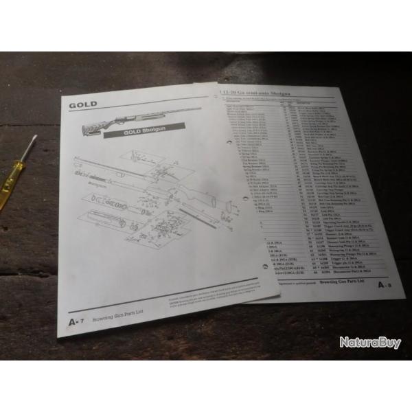 Nomenclature et vue clate Browning Gold