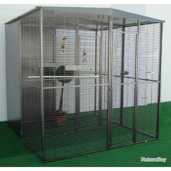 Voli�re perroquet 2x2x2 m s�par�e en deux CAGE ara voliere cacatoes gris du gabon cielterre-commerce
