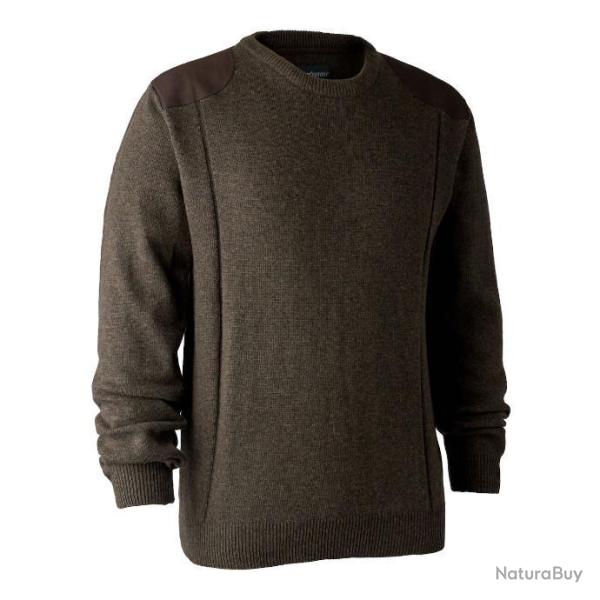 Pull en tricot � col rond marron Sheffield Deerhunter