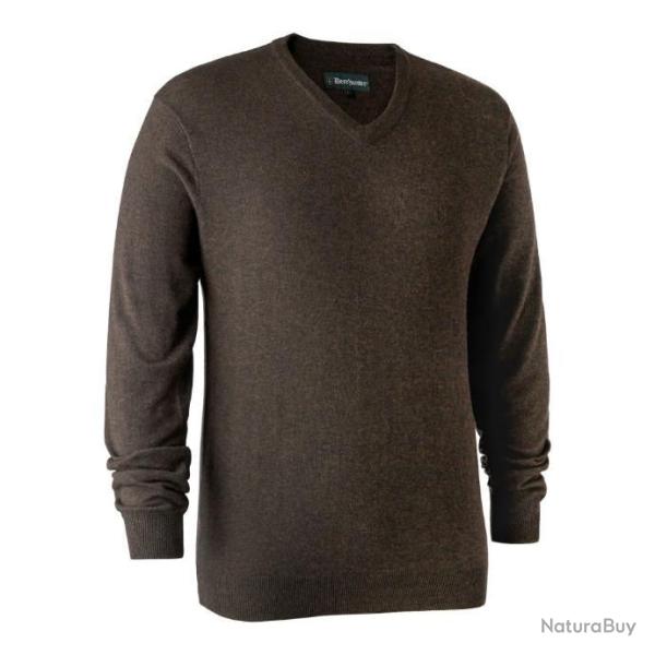 Pull en tricot � col en V Kingston marron Deerhunter