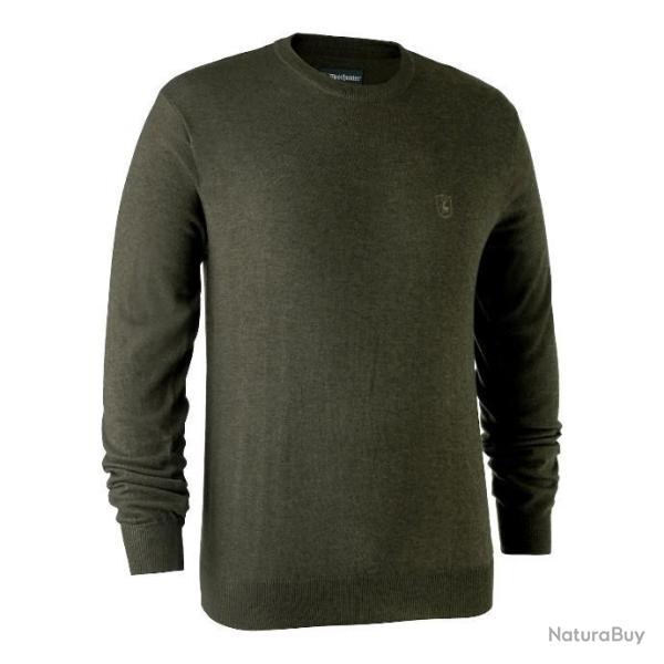 Pull en tricot � col rond Kingston vert Deerhunter
