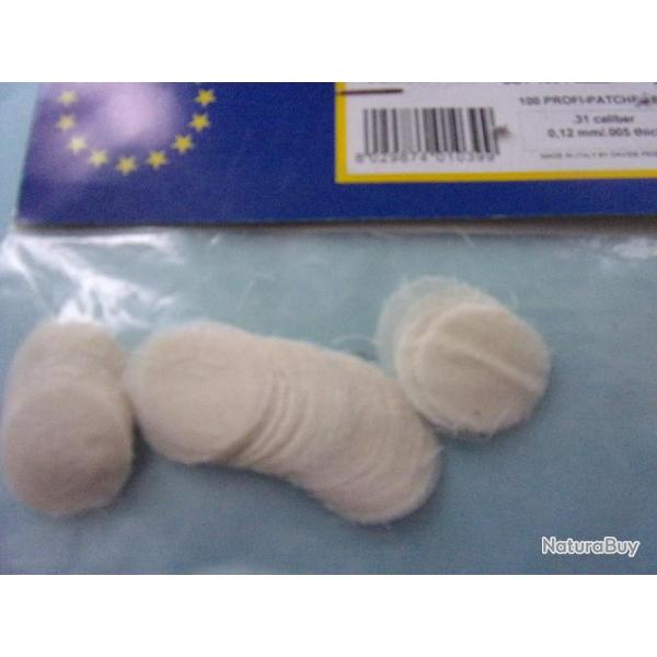 100 patchs Pedersoli calibre .31  paisseur 0,25 mm