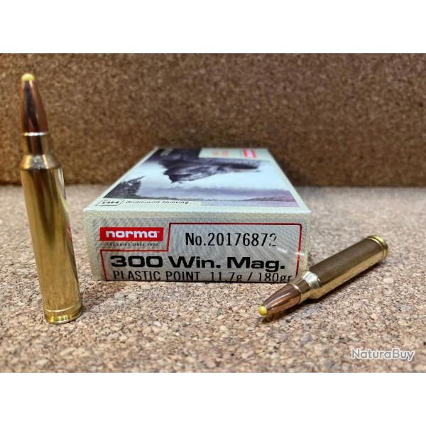 1 BOITES DE MUNITIONS NORMA 300 WINCHESTER MAGNUM POINTE PLASTIQUE 11.7G