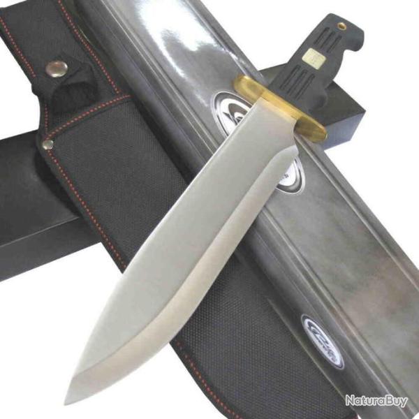Couteau Machette Big Bad Bowie Lame Acier Inox Manche Caoutchouc Etui Nylon CN211492