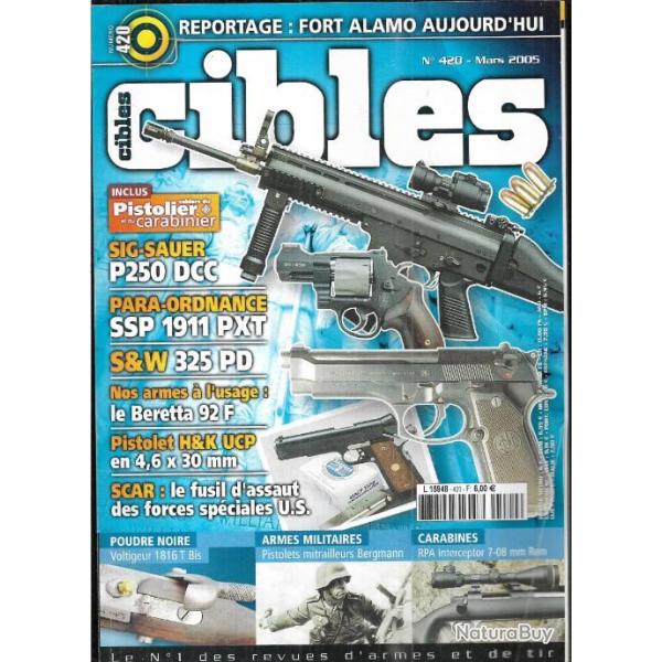 cibles 420 .sig sauer p 250 dcc , pistolets-mtrailleurs bergmann, famas type 62 , scar, alamo