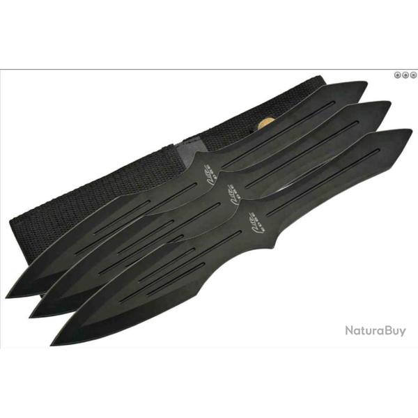 CN211230BK Lot de 3 Couteaux de Lancer Cirque Comp�tition Acier Inox Noir Etui Nylon