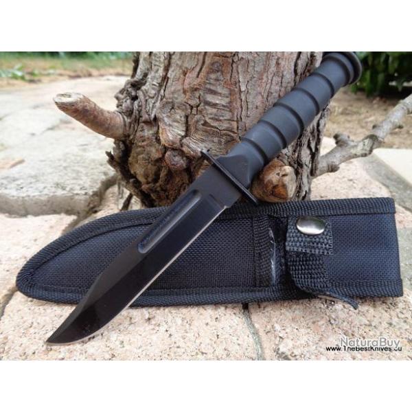 Couteau de Survie Lame Acier Inox Manche Abs Etui Nylon CN211360BK