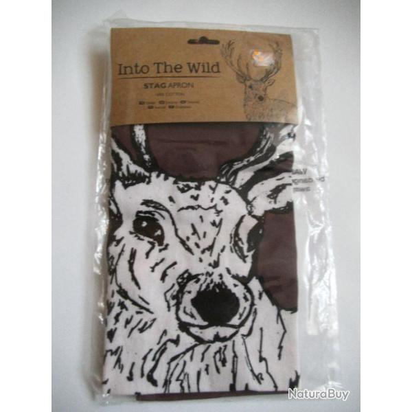 TABLIER CUISINE OU BARBECUE DECOR CERF TISSU 100% COTON