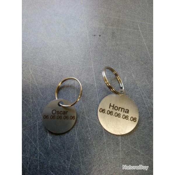 M�daille en inox pour chien grav�e laser