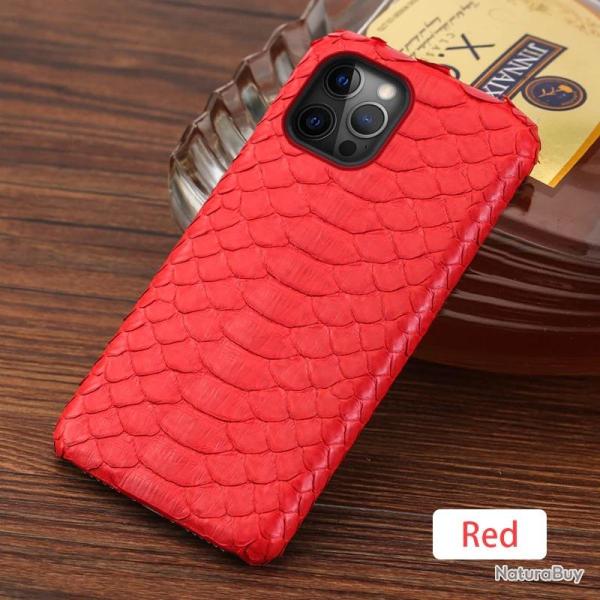 Coque Serpent Python Veritable pour iPhone, Couleur: Rouge, Smartphone: iPhone 11 Pro