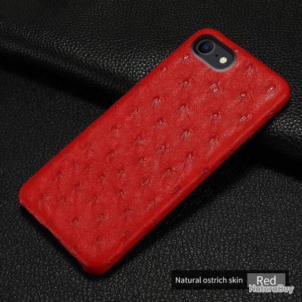 Coque pour iPhone Autruche Veritable, Couleur: Rouge, Smartphone: iPhone 11 Pro