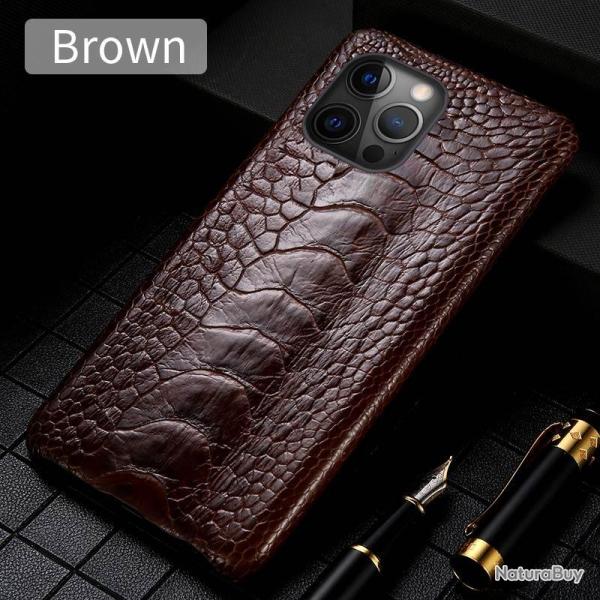 Coque pour iPhone Autruche Veritable, Couleur: Pied Marron, Smartphone: iPhone 11 Pro
