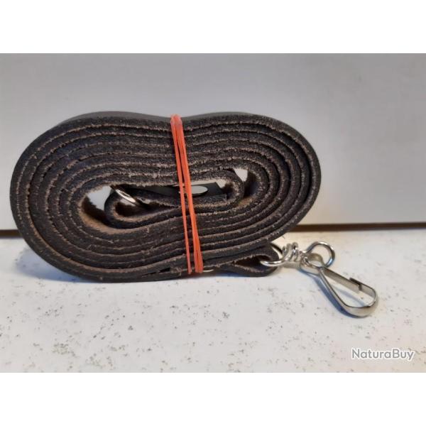 5587 SAUTOIR MARRON EN CUIR 120 CM (lani�re cuir pour corne de chasse ) NEUF