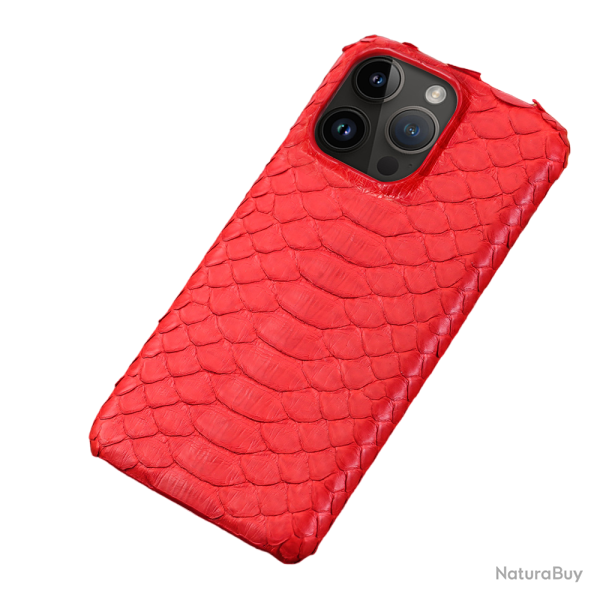 Coque Serpent Python Veritable pour iPhone, Couleur: Rouge, Smartphone: iPhone XS Max