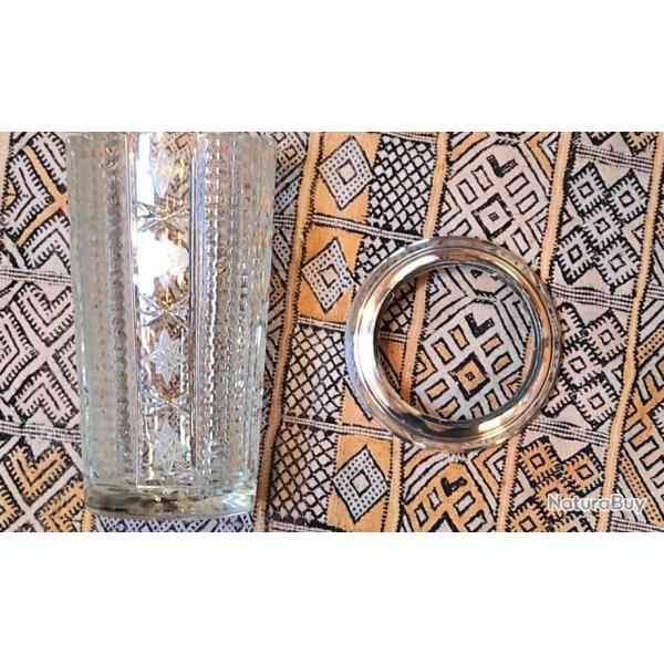 Coupe en Cristal  socle en argent massif avec poinons-