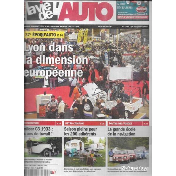 la vie de l'auto 1690 novembre 2015 , amilcar c3 1933, lyon salon anciennes, citroen, simca,