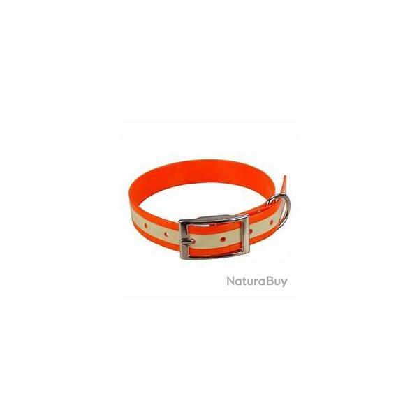collier fluo PHOSPHORESCENT tpu us pvc  25 mm pour chien orange
