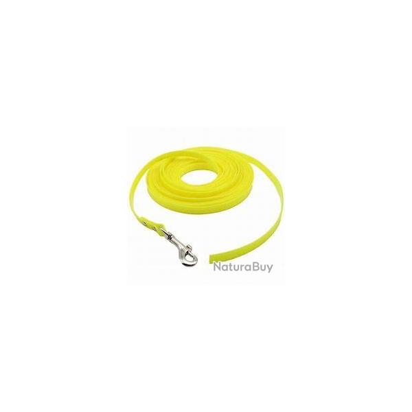 Longe synth�tique plate pour chien 10M x 19mm x 2.5mm biothane TPU jaune