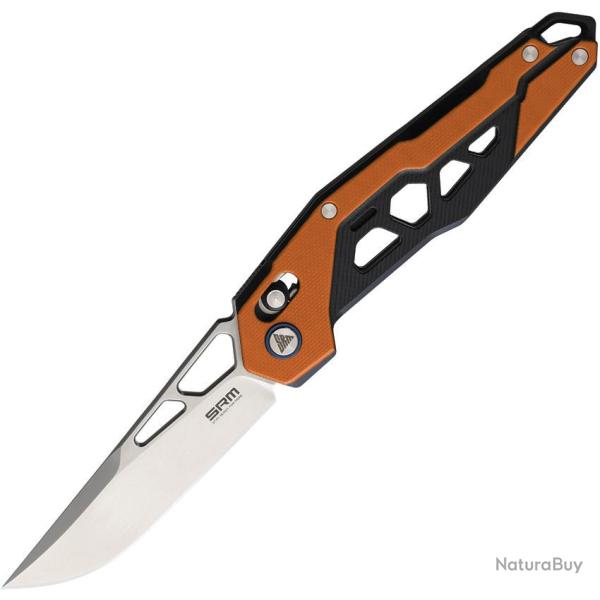 Couteau SRM Knives 9225 Ambi Lock Lame D2 Manche Orange G10 Clip SRM9225GJ