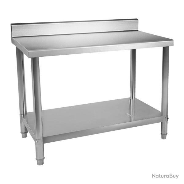 Table de travail inox avec dosseret 150 x 60 cm capacit� de 159 kg 14_0003701