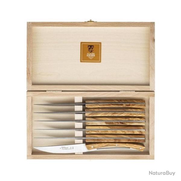 Coffret 6 couteaux table/steak "Le Thiers" Liner , Manche olivier [Claude Dozorme]