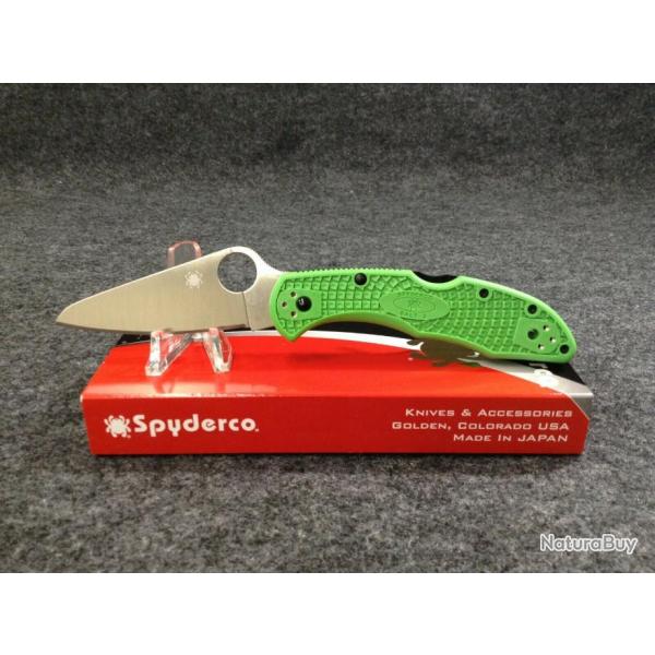 Couteau Spyderco Salt 2 Green Delica 4 Lame Acier LC200N Manche FRN Made Japan SC88FPGR2