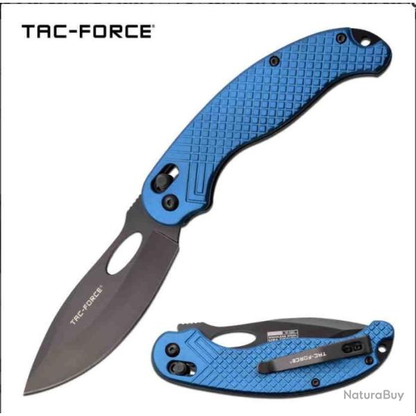 Couteau Tactical Urban Tac Force Rapid Lock Lame 3Cr13 Manche Alu Blue Clip TF1037BL
