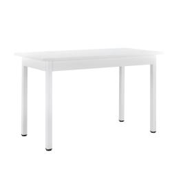 Table de salle &agrave; manger de cuisine MDF placage acier 120 cm x 60 cm x 75 cm blanc 03_0004293