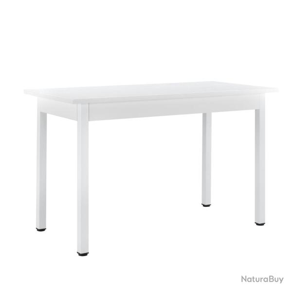 Table de salle � manger de cuisine MDF placage acier 120 cm x 60 cm x 75 cm blanc 03_0004293