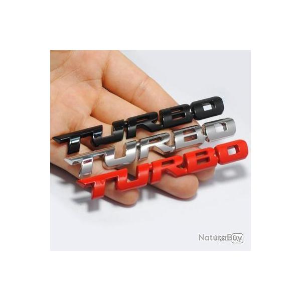 Autocollant Sticker 3D Mtal TURBO Rouge Tuning Voiture