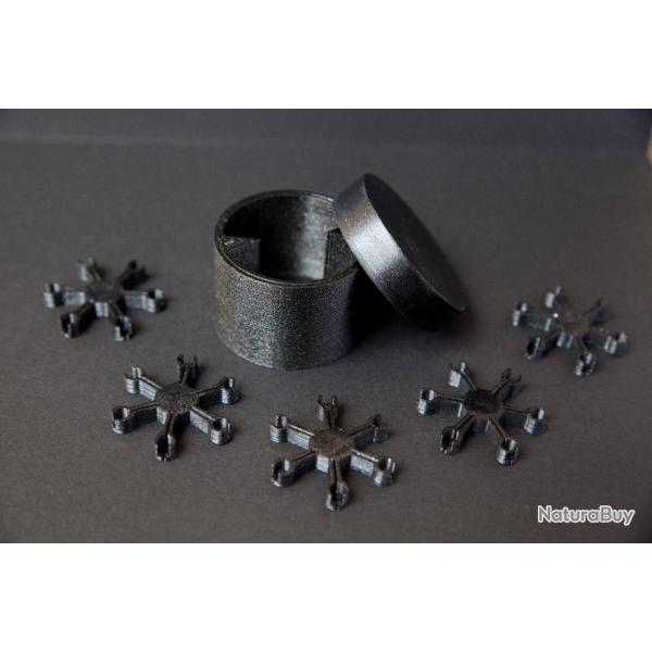 Lot de 5 distributeurs d'amorces en �toile - PNF2 - 6 branches - Avec bo�te de rangement