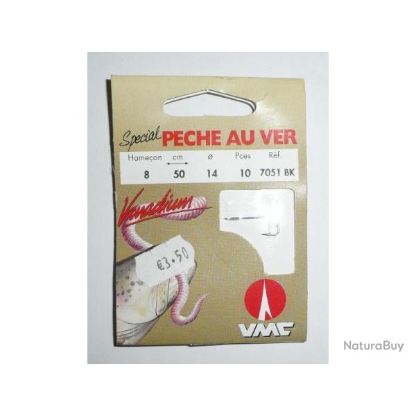 Hame�ons mont�s VMC N�12 0,14mm 50cm R�f:7051BK sp�cial peche au ver
