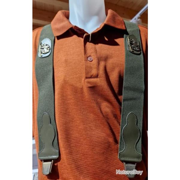 BRETELLES CHASSE SANGLE ELASTIQUE VERTE MOTIF CHEVREUIL