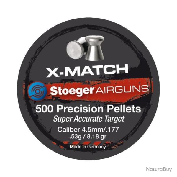 Boite de plombs Stoeger X-match t�te plate 0.53 g - Cal. 4.5 - Par 1
