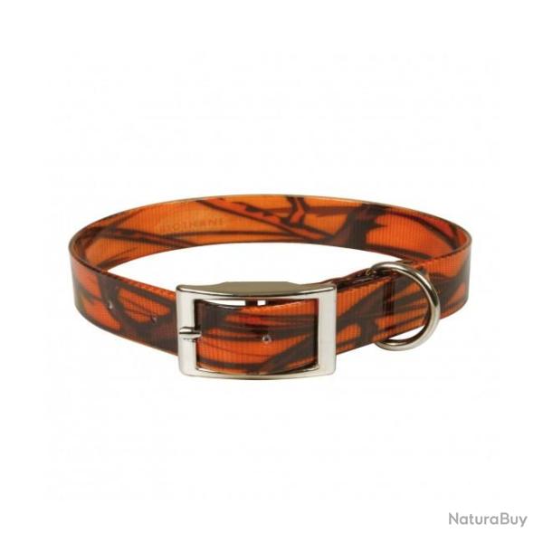 Collier Biothane orange camo 60cm 25mm de large