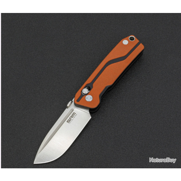 Couteau SRM Knives 7228 Ambi Lock Lame D2 Manche Orange G10 Clip SRM7228J