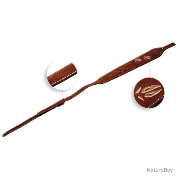 Bretelle pour carabine Januel Cuir forme cobra broderie sanglier Stan - Antid�rapant