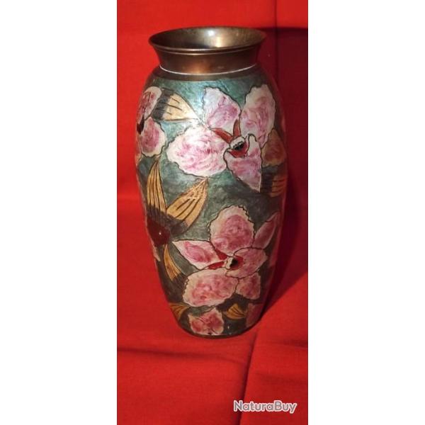 Vase en cuivre jaune �maill�   ( Livr� par Happy post 13�)