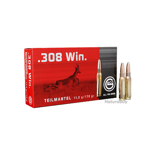 3 BOITES DE 20 BALLES GECO DEMI BLINDEE 308 WIN 11 GR