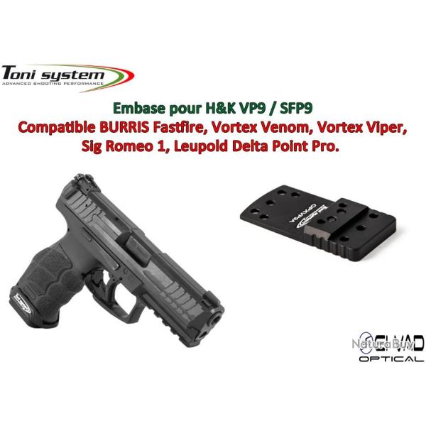 Embase TS pour H&K VP9 / SFP9 Version A - Compatible Fastfire 3, Vortex Venom, Sig Romeo 1