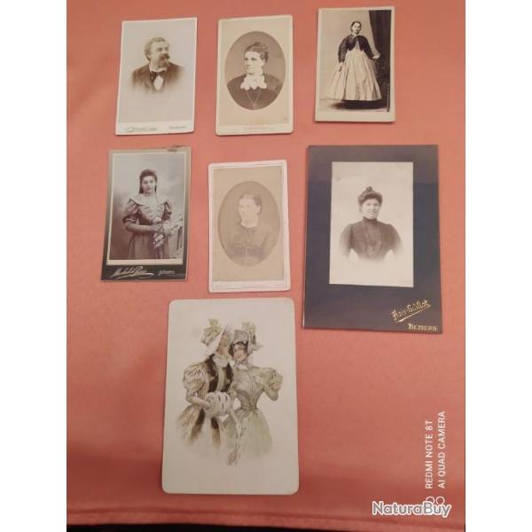LOT DE 6 PHOTOS ANCIENNES ET UN MENU