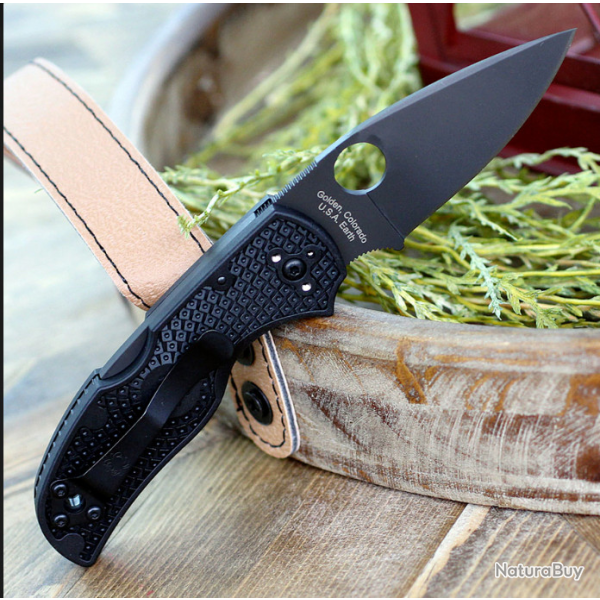 Couteau Spyderco Native 5 Lame Acier CPM S30V Manche FRN Lockback Made USA SC41PBBK5