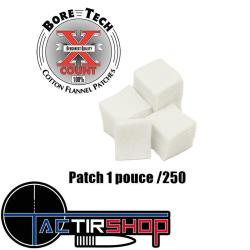 250 patchs carr&eacute;s Bore Tech 1" pour calibre 22 long rifle