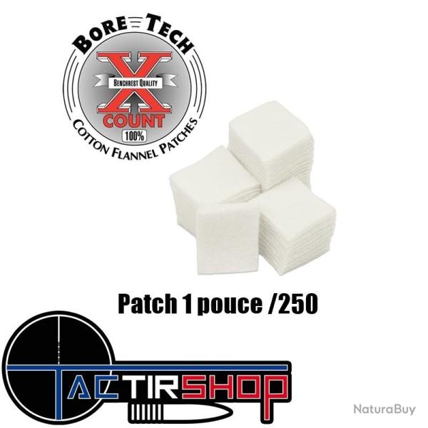 250 patchs carr�s Bore Tech 1" pour calibre 22 long rifle