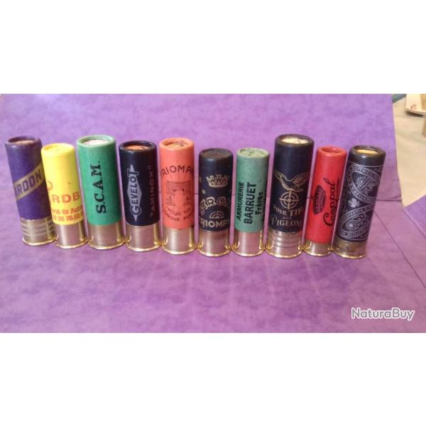 LOT DE 10 CARTOUCHES  ANCIENNES NON RECHARGEES  POUR LA COLLECTION N�40