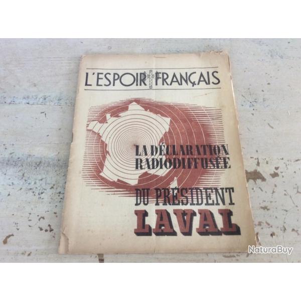 Revue L'Espoir Fran�ais - La d�claration radiodiffus�e du Pr�sident Laval du 5 juin 1943 (original)