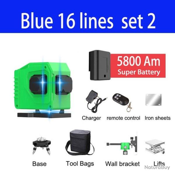 Niveau Laser 4D Rotatif 360 Auto Nivelant 16 lignes-bleu Set 2 20260729082508