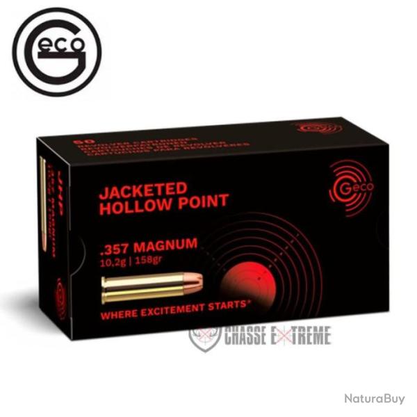 50 Munitions GECO Cal 357 Mag 158gr JHP