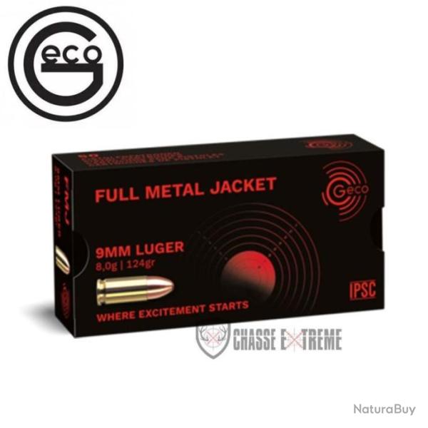 50 Munitions GECO Cal 9mm Luger 124gr FMJ (Tombak)